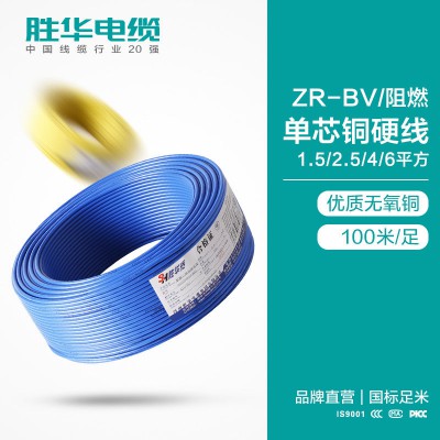 胜华电缆厂ZR-BV-1.5/2.5/4/6平方单股铜芯电线